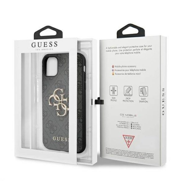 Guess GUHCN614GMGGR iPhone 11 6,1" / Xr szürke 4G nagy fém logós keménytok