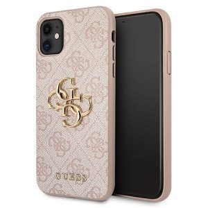 Guess GUHCN614GMGPI iPhone 11 6,1" / Xr rózsaszín 4G nagy fém logós keménytok