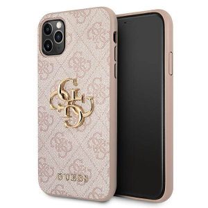 Guess GUHCN654GMGPI iPhone 11 Pro Max rózsaszín 4G nagy fém logós keménytok