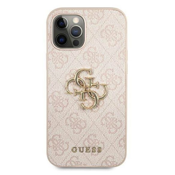 Guess GUHCP12M4GMGPI iPhone 12/12 Pro 6,1" rózsaszín 4G nagy fém logós keménytok