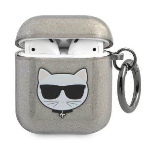 Karl Lagerfeld KLA2UCHGK AirPods 1/2 tok fekete Glitter Choupette