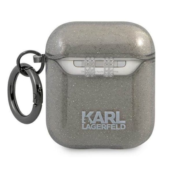 Karl Lagerfeld KLA2UCHGK AirPods 1/2 tok fekete Glitter Choupette