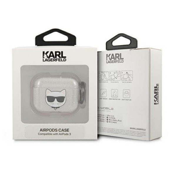 Karl Lagerfeld KLA3UCHGS AirPods 3 ezüst Glitter Choupette tok