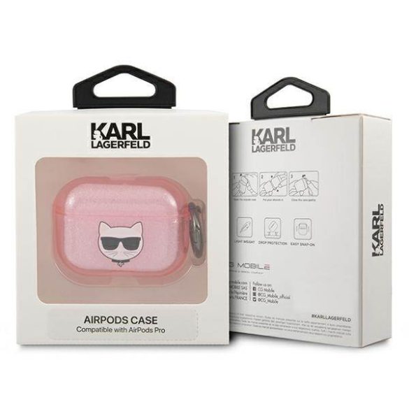 Karl Lagerfeld KLAPUCHGP AirPods Pro rózsaszín Glitter Choupette tok
