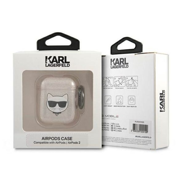 Karl Lagerfeld KLA2UCHGD AirPods 1/2 tok arany csillogó Choupette