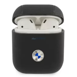   BMW BMA2SSLBK AirPods 1/2 tok fekete Geniune bőr ezüst logó