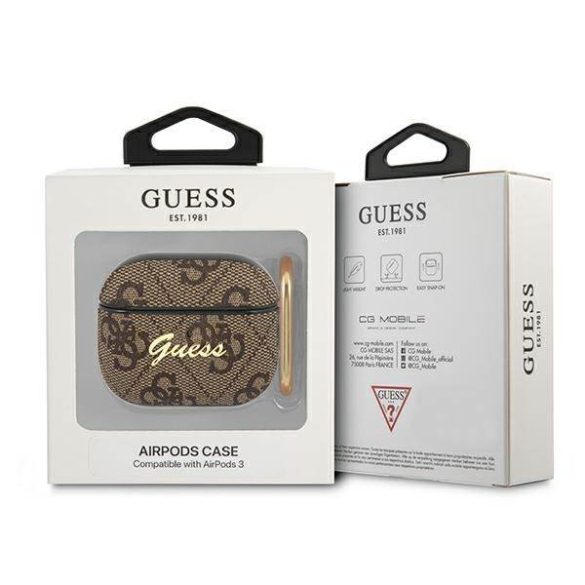 Guess GUA34GSMW AirPods 3 barna 4G Script Metal Collection tok