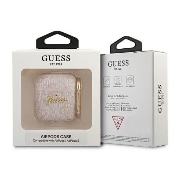 Guess GUA24GSMP AirPods 1/2 tok rózsaszín 4G Script Metal Collection