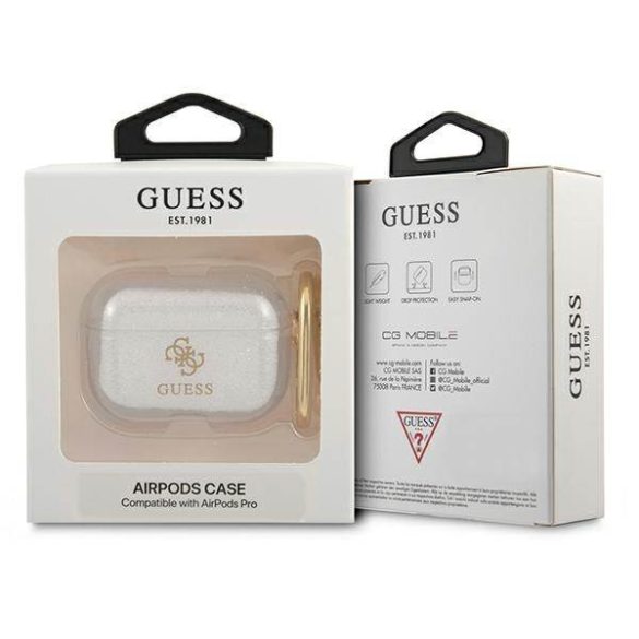 Guess GUAPUCG4GT AirPods Pro Átlátszó Glitter Collection tok