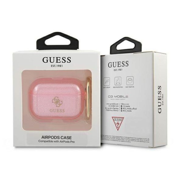 Guess GUAPUCG4GP AirPods Pro rózsaszín Glitter Collection tok