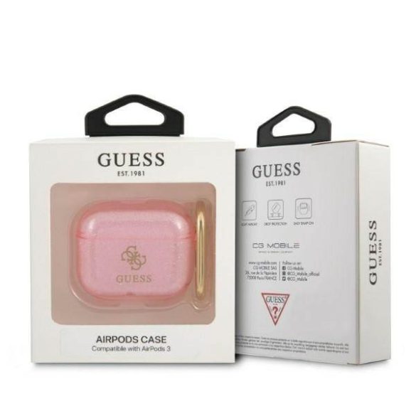 Guess GUA3UCG4GP AirPods 3 rózsaszín Glitter Collection tok
