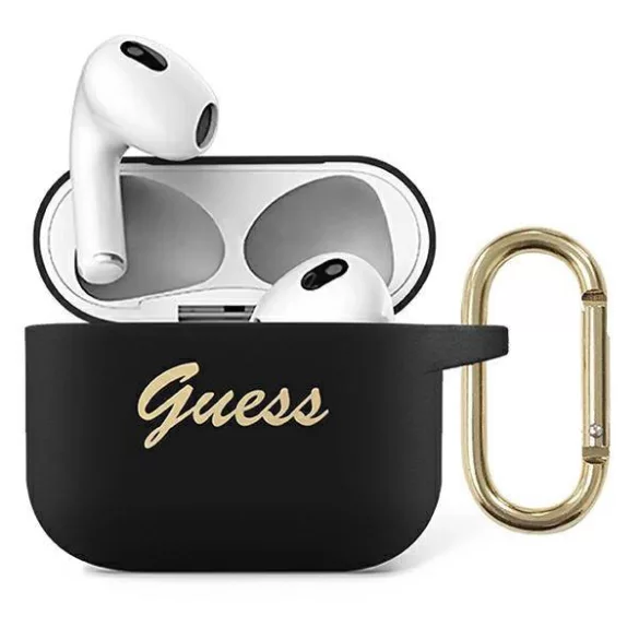 Guess GUA3SSSK AirPods 3 fekete szilikon Vintage Script tok