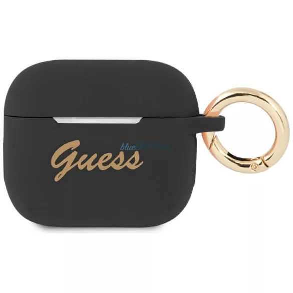 Guess GUA3SSSK AirPods 3 fekete szilikon Vintage Script tok