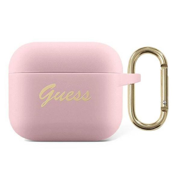 Guess GUA3SSSI AirPods 3 rózsaszín szilikon Vintage Script tok 