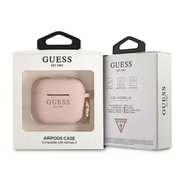 Guess GUA3SGGEP AirPods 3 rózsaszín szilikon Glitter tok