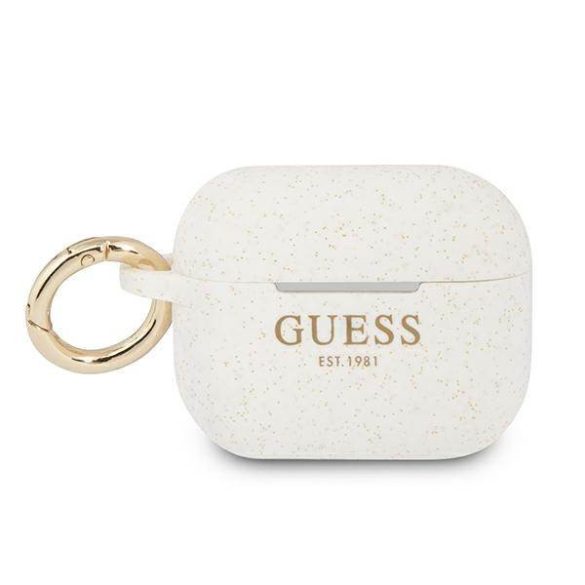 Guess GUAPSGGEH AirPods Pro fehér szilikon Glitter tok