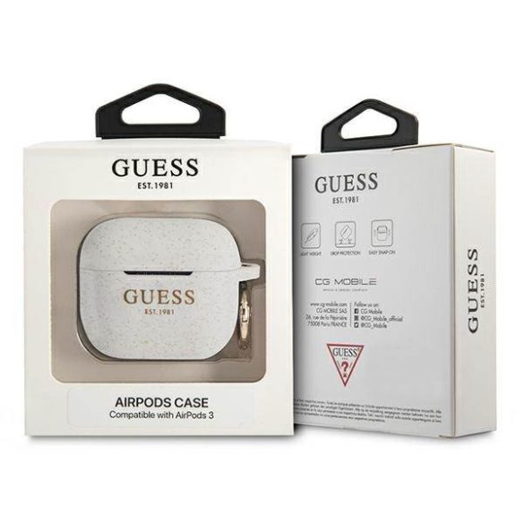 Guess GUA3SGGEH AirPods 3 fehér szilikon Glitter tok