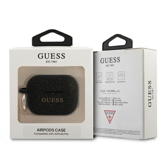 Guess GUAPSGGEK AirPods Pro fekete szilikon Glitter tok