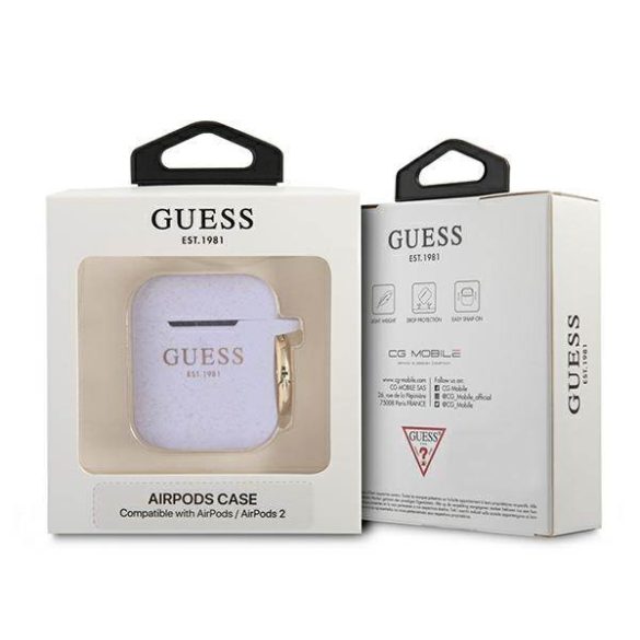 Guess GUA2SGGEU AirPods 1/2 tok lila szilikon csillogó