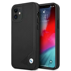   BMW BMHCP12SRCDPK iPhone 12 mini 5,4" fekete keménytok bőr dombornyomott