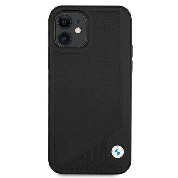 BMW BMHCP12SRCDPK iPhone 12 mini 5,4" fekete keménytok bőr dombornyomott