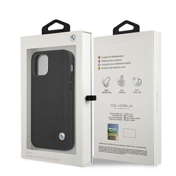 BMW BMHCP12SRCDPK iPhone 12 mini 5,4" fekete keménytok bőr dombornyomott