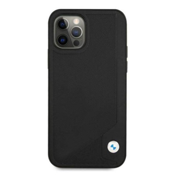 BMW BMHCP12MRCDPK iPhone 12/12 Pro 6,1" fekete keménytok bőr dombornyomott