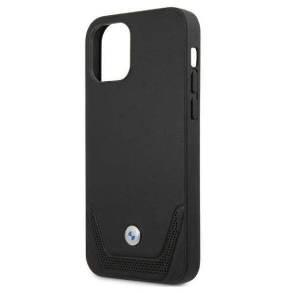 BMW BMHCP12MRSWPK iPhone 12/12 Pro 6,1" fekete keménytok bőr perforált tok