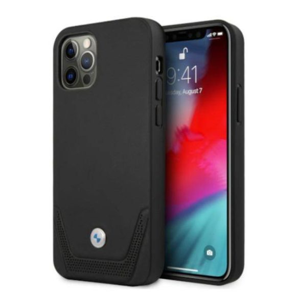 BMW BMHCP12LRSWPK iPhone 12 Pro Max 6,7" fekete bőr perforált keménytok