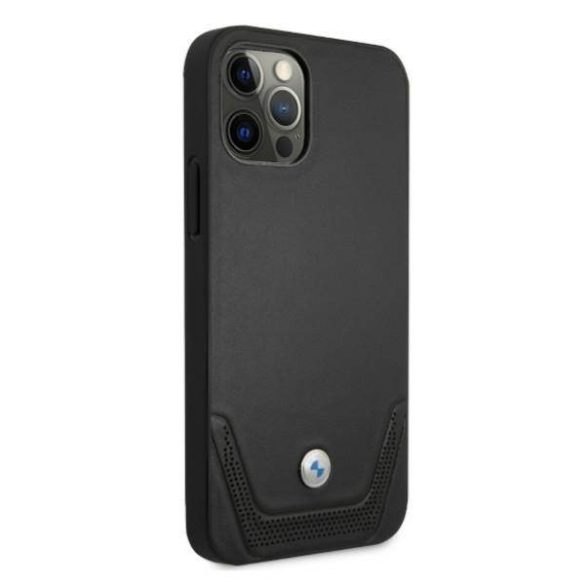 BMW BMHCP12LRSWPK iPhone 12 Pro Max 6,7" fekete bőr perforált keménytok