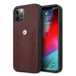   BMW BMHCP12MRSPPR iPhone 12/12 Pro 6,1" piros bőr Curve perforált keménytok