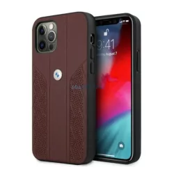   BMW BMHCP12LRSPPR iPhone 12 Pro Max 6,7" piros bőr Curve perforált keménytok
