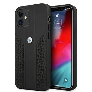 BMW BMHCP12SRSPPPK iPhone 12 mini 5,4" fekete bőr Curve perforált keménytok