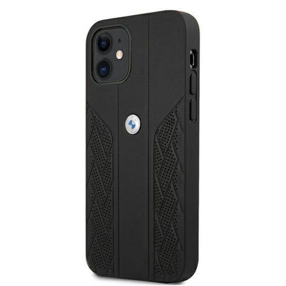 BMW BMHCP12SRSPPPK iPhone 12 mini 5,4" fekete bőr Curve perforált keménytok