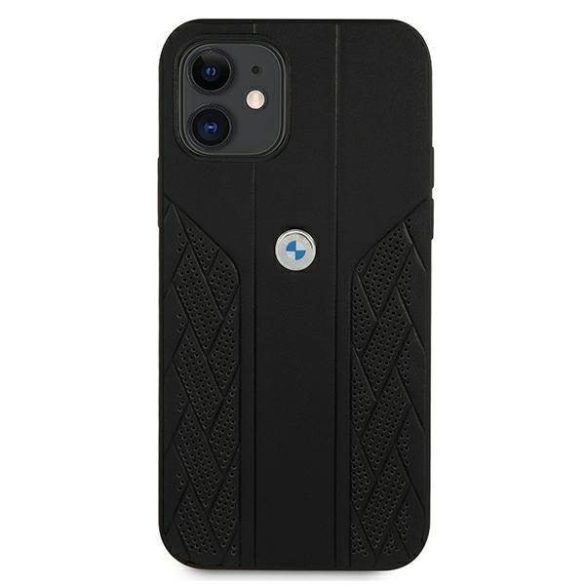 BMW BMHCP12SRSPPPK iPhone 12 mini 5,4" fekete bőr Curve perforált keménytok