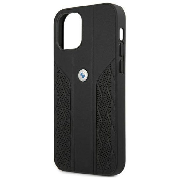 BMW BMHCP12SRSPPPK iPhone 12 mini 5,4" fekete bőr Curve perforált keménytok