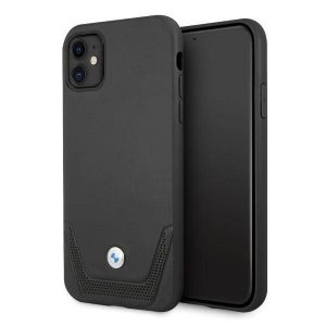 BMW BMHCN61RSWPK iPhone 11 6,1" / Xr fekete keménytok bőr perforált