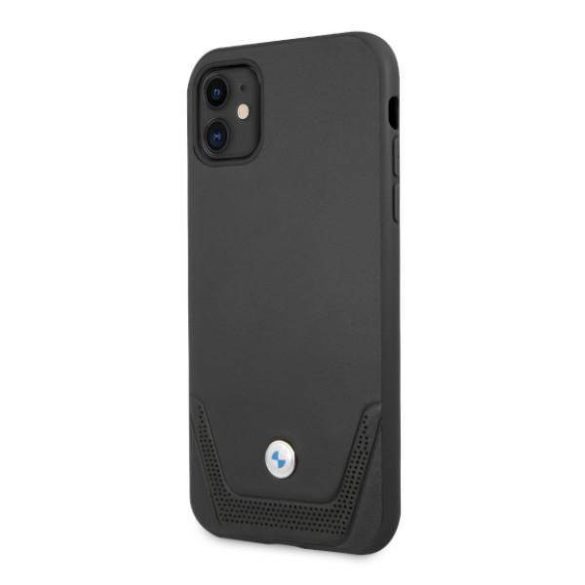 BMW BMHCN61RSWPK iPhone 11 6,1" / Xr fekete keménytok bőr perforált