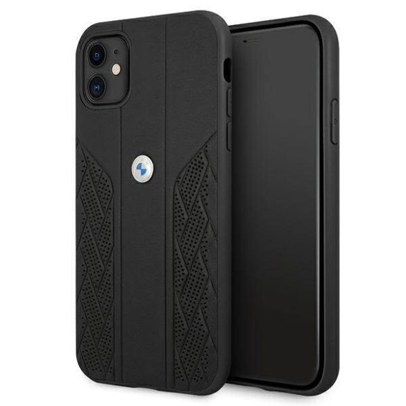 BMW BMHCN61RSPPPK iPhone 11 6,1" / Xr fekete bőr Curve perforált keménytok