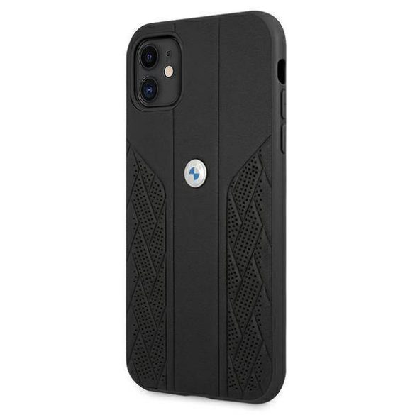 BMW BMHCN61RSPPPK iPhone 11 6,1" / Xr fekete bőr Curve perforált keménytok