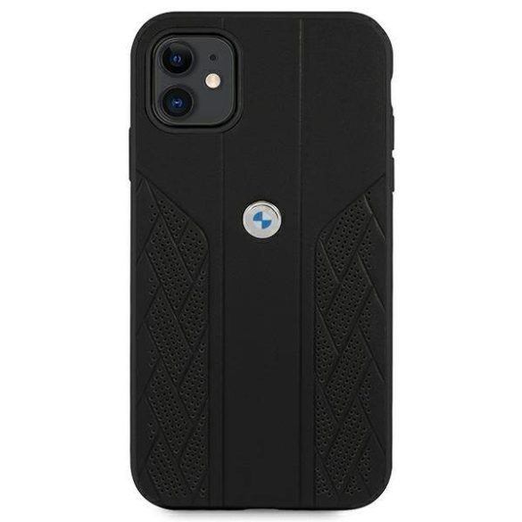 BMW BMHCN61RSPPPK iPhone 11 6,1" / Xr fekete bőr Curve perforált keménytok