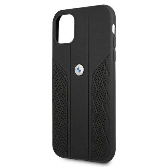 BMW BMHCN61RSPPPK iPhone 11 6,1" / Xr fekete bőr Curve perforált keménytok