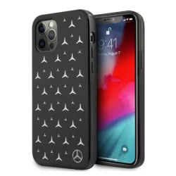   Mercedes MEHCP12MESPBK iPhone 12/12 Pro 6,1" fekete ezüst csillag mintás keménytok