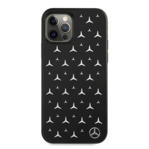 Mercedes MEHCP12MESPBK iPhone 12/12 Pro 6,1" fekete ezüst csillag mintás keménytok
