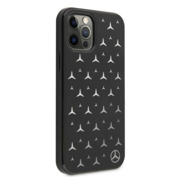 Mercedes MEHCP12MESPBK iPhone 12/12 Pro 6,1" fekete ezüst csillag mintás keménytok