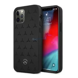   Mercedes MEHCP12LPSQBK iPhone 12 Pro Max 6,7" fekete csillag mintás bőr keménytok