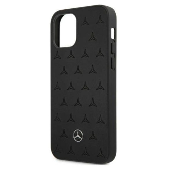 Mercedes MEHCP12LPSQBK iPhone 12 Pro Max 6,7" fekete csillag mintás bőr keménytok