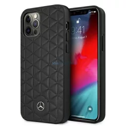  Mercedes MEHCP12LSPSBK iPhone 12 Pro Max 6,7" fekete bőr steppelt dombornyomott keménytok