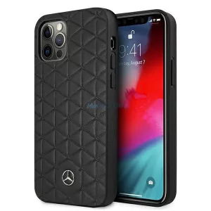 Mercedes MEHCP12LSPSBK iPhone 12 Pro Max 6,7" fekete bőr steppelt dombornyomott keménytok
