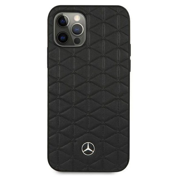 Mercedes MEHCP12LSPSBK iPhone 12 Pro Max 6,7" fekete bőr steppelt dombornyomott keménytok